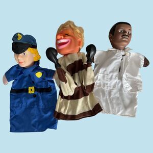 Learning Resources Hand Puppets Lot of 3 Police Doctor & Boxer Toy Puppets
